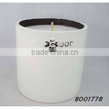 cement pot with good mark on front side,poured in white citronella scent wax,outdoor wick.size:20*20cmH