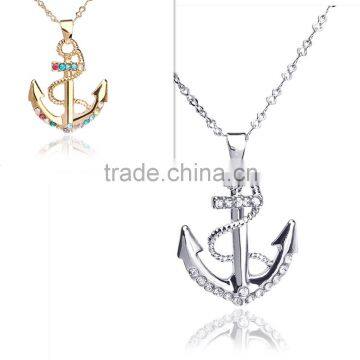 Jewelry 18k Gold Plated Made With Austrian Crystal Rhinestone Anchor Necklace