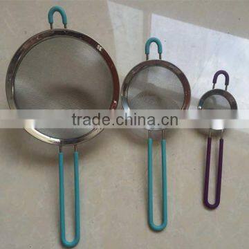 Stainless Steel silicar gel handle Colander Mesh Strainer