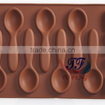 7 holes food grade silicone 3d cafe chocolate spoon mould