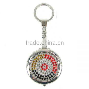 Keychains in round shape, Decorated with Stones, Made of Alloy