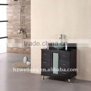 Floor-mounted tempered glass solid wood bathroom cabinet furniture(CDE-003)