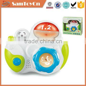 Children battery operated music plastic camera toy with light