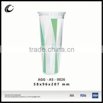 China suppliers plastic travel coffee cup clear plastic double wall mug