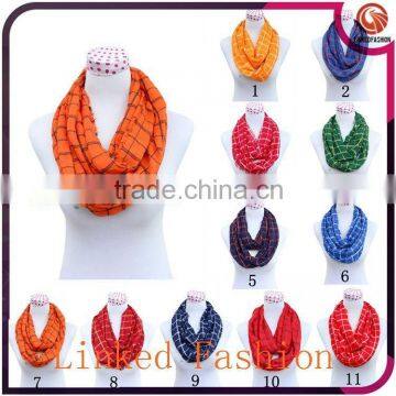 Plaid Grid Infinity Scarf,11 Colors Women Fashion Tartan Scarf Viscose Voile Plaid Grid Infinity Scarf photo-2