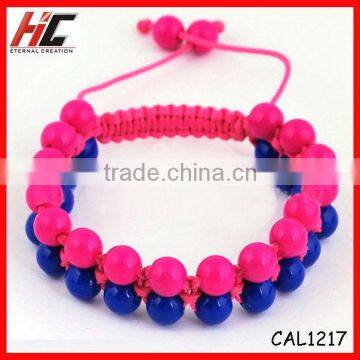 Wholesale Fashion 10mm acrylic Beads Weavon Bracelet