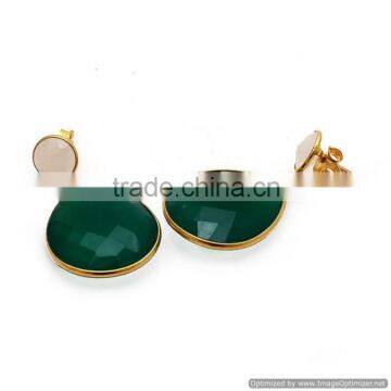 Most Popular Green Onyx Earring, 925 Silver Green Onyx Gemstone Earring Jewelry