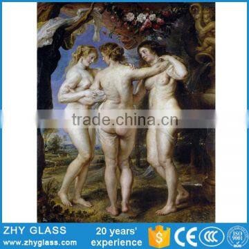 Digital Printing Glass Sexy Nude Fat Woman Oil Painting