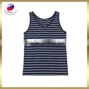 striped black sleeveless cotton t-shirt