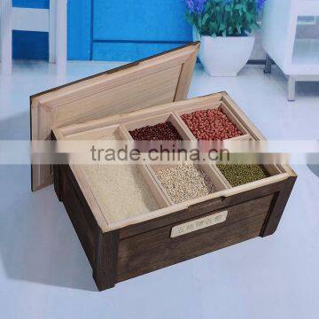 6 Cells Wood Condiment Box