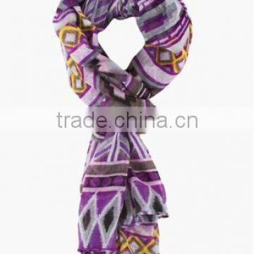 Purple Tribal Western Aztec Ikat Scarf