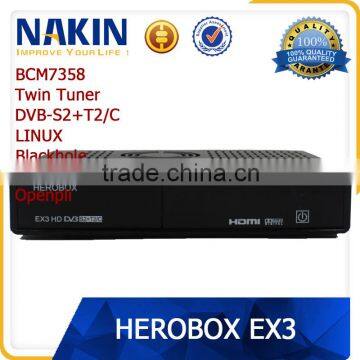 Genuine linux Herobox EX3 HD two tuner satellite receiver with wifi