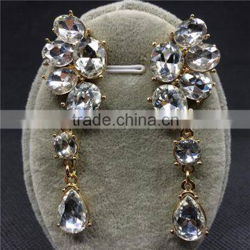 Fashion Crystal Leaf Long Stud Earrings Luxury Brand Vintage Earrings For Women photo-3