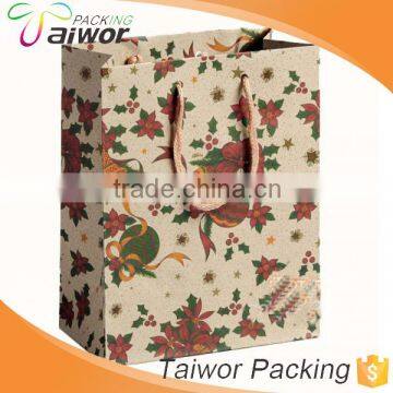 Fancy kraft paper strong christmas gift wine package shopping paper bag