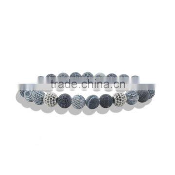 2016 Hotselling Men's Rock Weathering Agate Stone Black Zircon Bracelet Crystal Reiki Healing Balancing Round Beads Bracelet