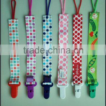Polyester Ribbons Metal Plastic Clasps Baby Pacifier Clip