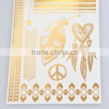 Wholesale radiant metallic water transfer body tattoos flash gold body art tattoos fake jewelry tattoos manufacturer