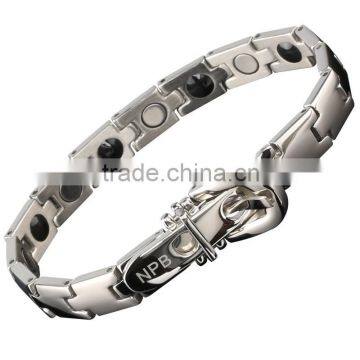 Noproblem P020 FDA Scalar Energy Fashion Jewelry Magnetic Bead Power Metal Charm Silver Bracelet photo-2