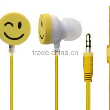 smiling shape cute wired earphone high quality earbuds OEM factory