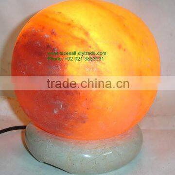 Crafted Hand Carved Crystal Sphere Ball Rock Salt Lamp