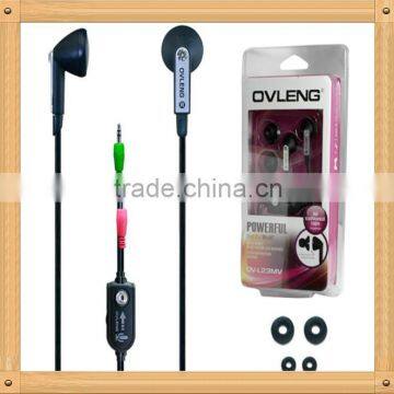 Computer in- earphones flat cable with clip