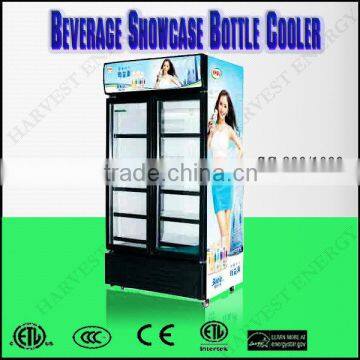800L/1000L Pepsi Commercial 2 Glass Door Display Beverage Cooler & Freezer Beverage Showcase Bottle Cooler
