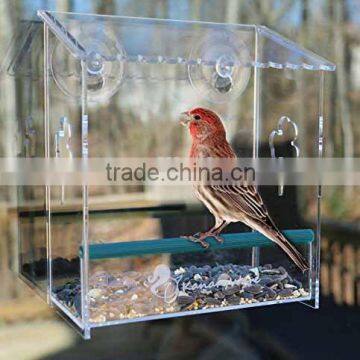 Hot selling good quality acrylic pet bird feeder with suction cups