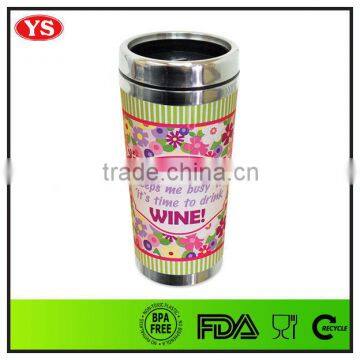 16 oz stainless steel travel mugs with paper card insert