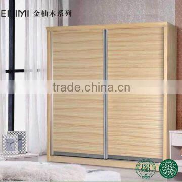 Acid resistant indonesia gold teak wood 2 sliding door wardrobe closet