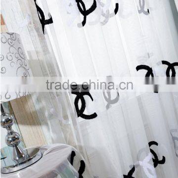 New Arrival Double 'C" Pattern Embroidered Sheer Curtain Fabric photo-2