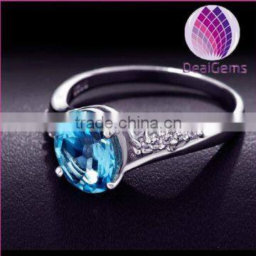 Hot Sale 2015 New Style Natural Blue Topaz 925 Sterling Silver Ring photo-2