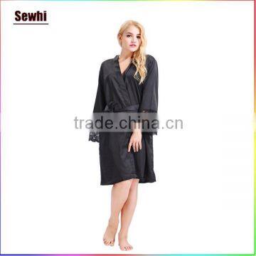 Wholesale Various Pure Color Bathrobe Plain Dyed Silk Kimono Robe photo-6