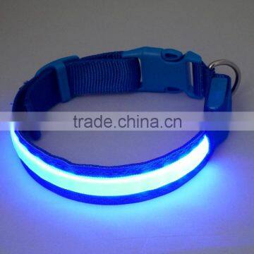 Nylon LED Dog Night Safety Collar Flashing Light up W/circular Pendant Collar Green