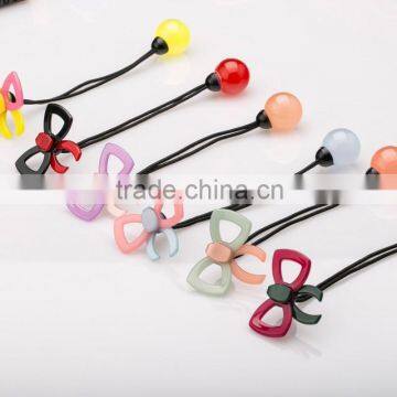 Kids Cute candy round ball Hair Ties With cellulose acetate/resin Acrylic butterfly bow knot Beads Decorative for girls