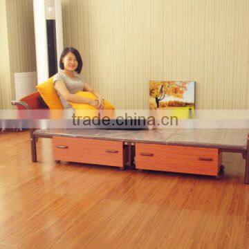 Single Metal Bed With Wood Drawers