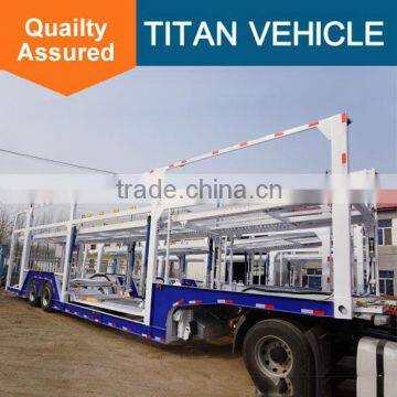 TITAN Tri-axle vehicle Car Transport Semi Truck Trailer , Car Carrier Trailer For Sale In Philippines