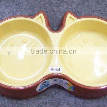 2 cat head shaped pet bowl