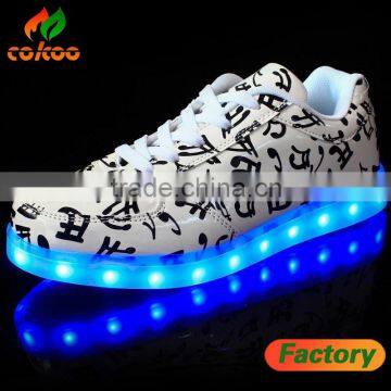 New Unise Luminous Shoes Men & WomenNewest Design Unisex USB Charging Wing Pattern Luminous LED Shoes for Adult