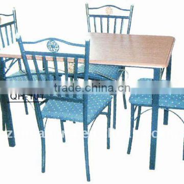 Black steel tube dining room set furniture