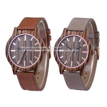 Watch Factory 2017 Luxury Leather Strap Wood Watch Colorful Dial Wood Watch for Lady