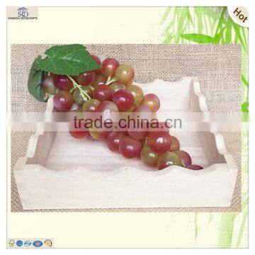 Handle Hole Heart Carving Waving Edge Wooden Tray photo-2