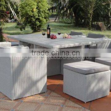 Outdoor Garden White Rattan Dining Table Set photo-3