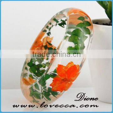 Clear Real Dried Pressed Flower Resin Jewelry Bangles photo-6