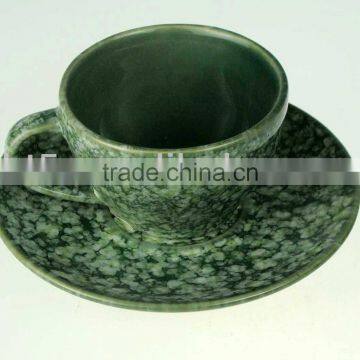 Green glazed custom ceramic blank coffee mugs wholesale and saucer