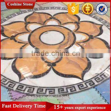 Orange beige flower waterjet marble tiles design floor pattern