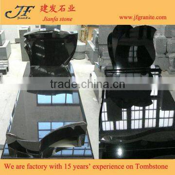 Western Style Large Absolute Black Granite Headstone For Sale