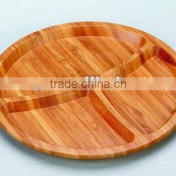 ROUND WOODEN/BAMBOO PLATE 3 SECTION