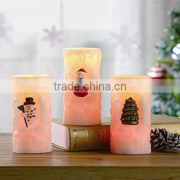 S/3 LED Christmas Decorative Candles LED Carved Christmas Candles