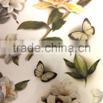 White Elegant Lily & Butterfly Design Sticker, Classic Decorative Shinny Glitter Sticker photo-5