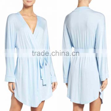 Womens Cotton Jersey Robe for Women Fashion Long Sleeve Plain Dyed Sleepwear Pajamas